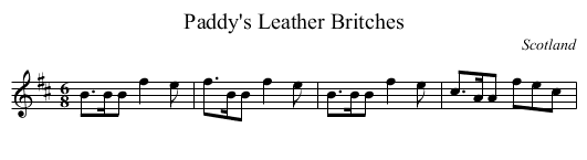 Paddy's Leather Britches - staff notation