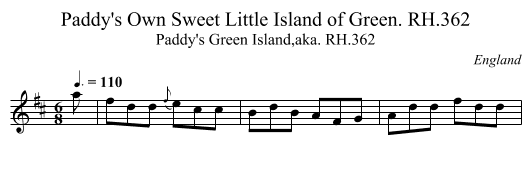 Paddy's Own Sweet Little Island of Green. RH.362 - staff notation