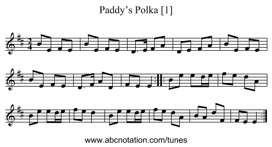 Paddy’s Polka [1] - staff notation