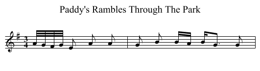 Paddy's Rambles Through The Park - staff notation