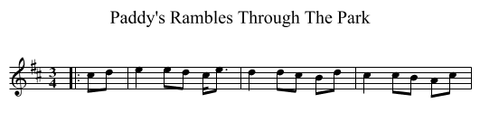 Paddy's Rambles Through The Park - staff notation