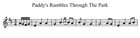 Paddy's Rambles Through The Park - staff notation