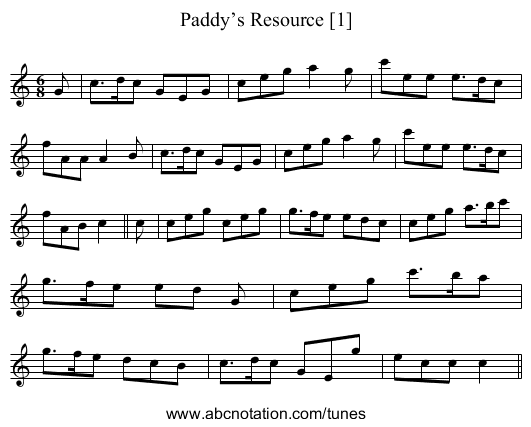 Paddy’s Resource [1] - staff notation