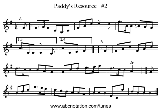 Paddy's Resource #2 - staff notation