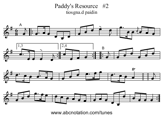 Paddy's Resource   #2 - staff notation