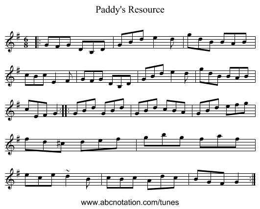 Paddy's Resource - staff notation