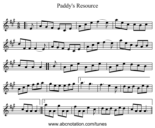 Paddy's Resource - staff notation