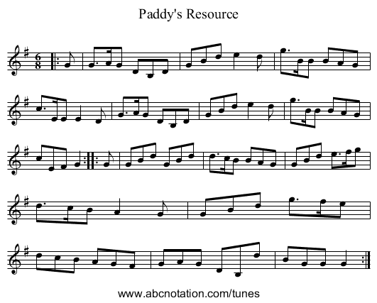 Paddy's Resource - staff notation