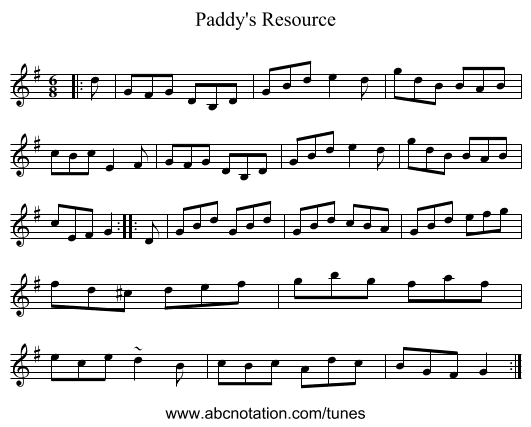 Paddy's Resource - staff notation