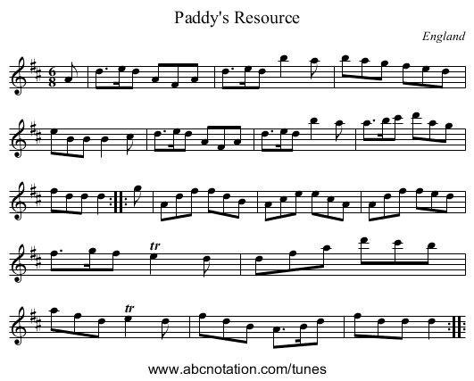 Paddy's Resource - staff notation