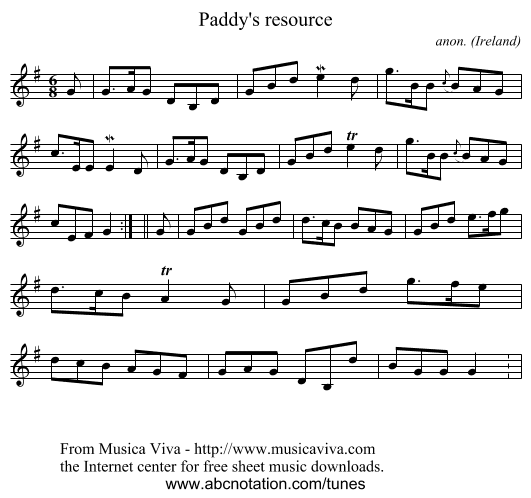 Paddy's resource - staff notation