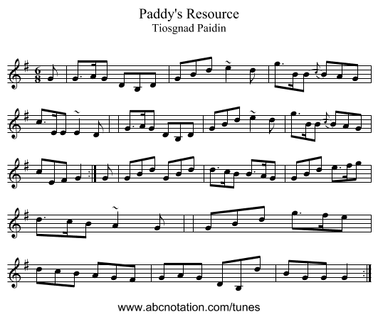 Paddy's Resource - staff notation