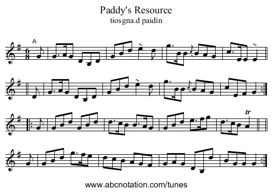 Paddy's Resource - staff notation