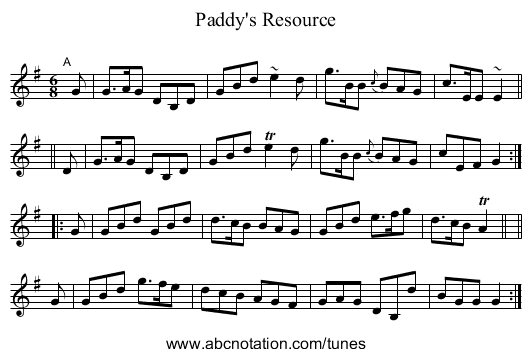 Paddy's Resource - staff notation