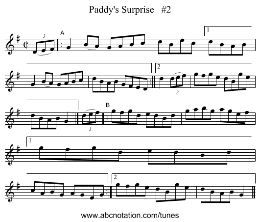 Paddy's Surprise   #2 - staff notation