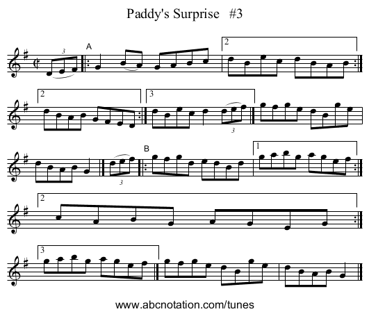 Paddy's Surprise   #3 - staff notation