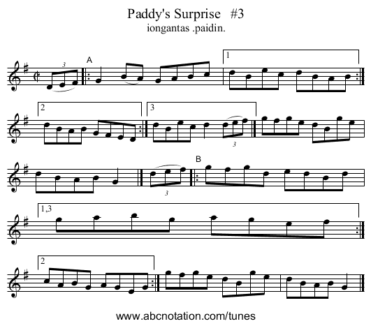 Paddy's Surprise #3 - staff notation