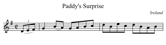 Paddy's Surprise - staff notation