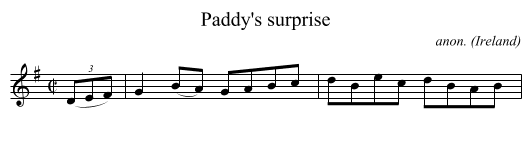 Paddy's surprise - staff notation