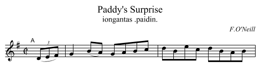 Paddy's Surprise - staff notation