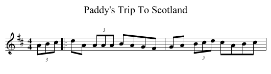 Paddy's Trip To Scotland - staff notation