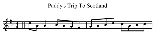 Paddy's Trip To Scotland - staff notation