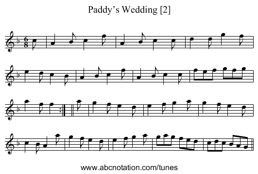 Paddy’s Wedding [2] - staff notation