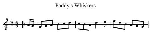 Paddy's Whiskers - staff notation