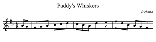 Paddy's Whiskers - staff notation