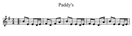 Paddy's - staff notation