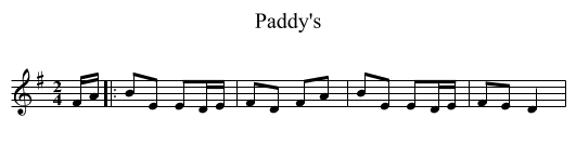 Paddy's - staff notation