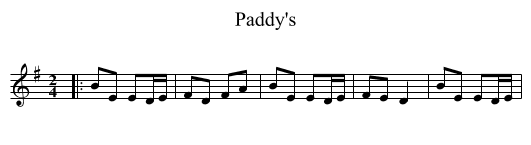 Paddy's - staff notation