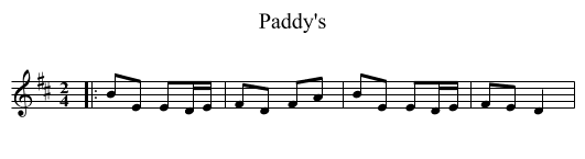 Paddy's - staff notation