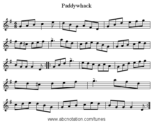 Paddywhack - staff notation