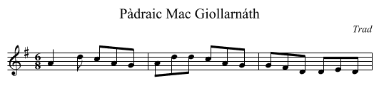 Pàdraic Mac Giollarnáth - staff notation