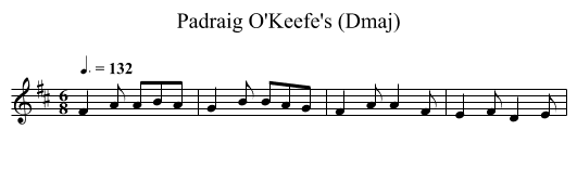 Padraig O'Keefe's (Dmaj) - staff notation