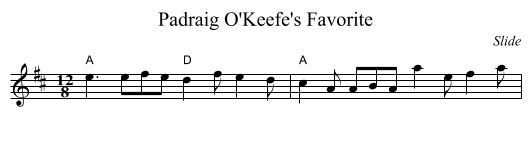 Padraig O'Keefe's Favorite - staff notation