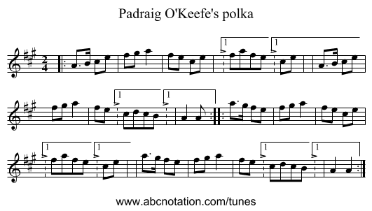 Padraig O'Keefe's polka - staff notation