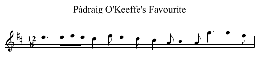 Pádraig O'Keeffe's Favourite - staff notation