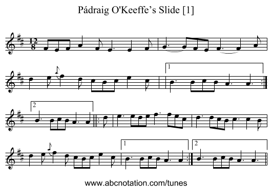 Pádraig O'Keeffe’s Slide [1] - staff notation