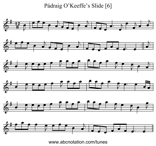 Pádraig O’Keeffe’s Slide [6] - staff notation
