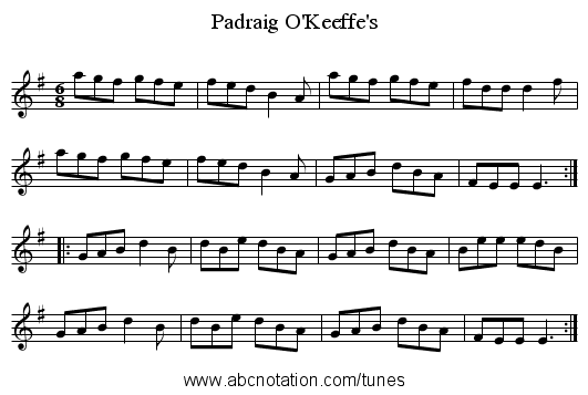Padraig O'Keeffe's - staff notation