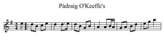 Pádraig O'Keeffe's - staff notation