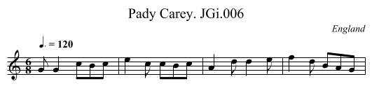 Pady Carey. JGi.006 - staff notation