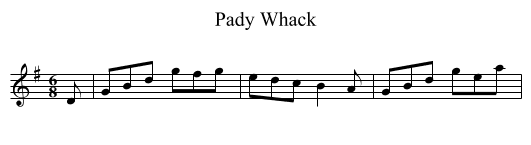 Pady Whack - staff notation