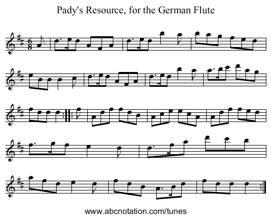 Pady's Resource, for the German Flute - staff notation