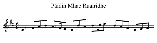 Páidín Mhac Ruairidhe - staff notation