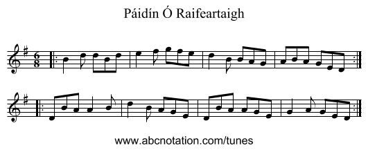 Páidín Ó Raifeartaigh - staff notation