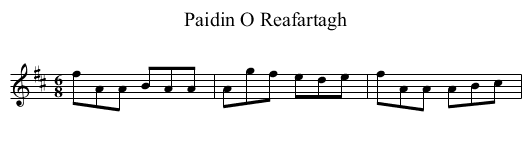 Paidin O Reafartagh - staff notation