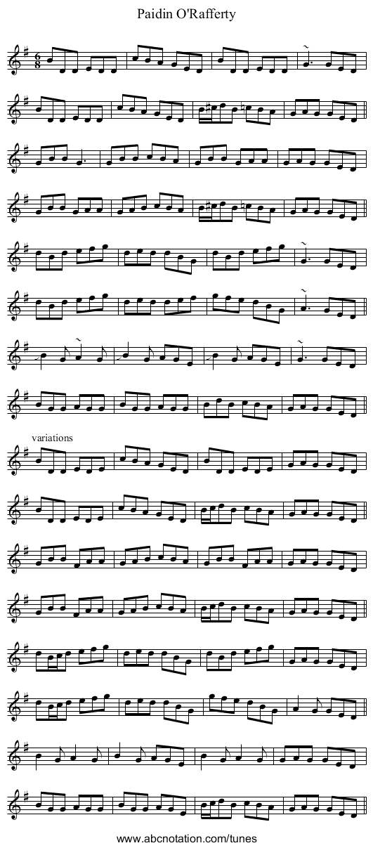 Paidin O'Rafferty - staff notation